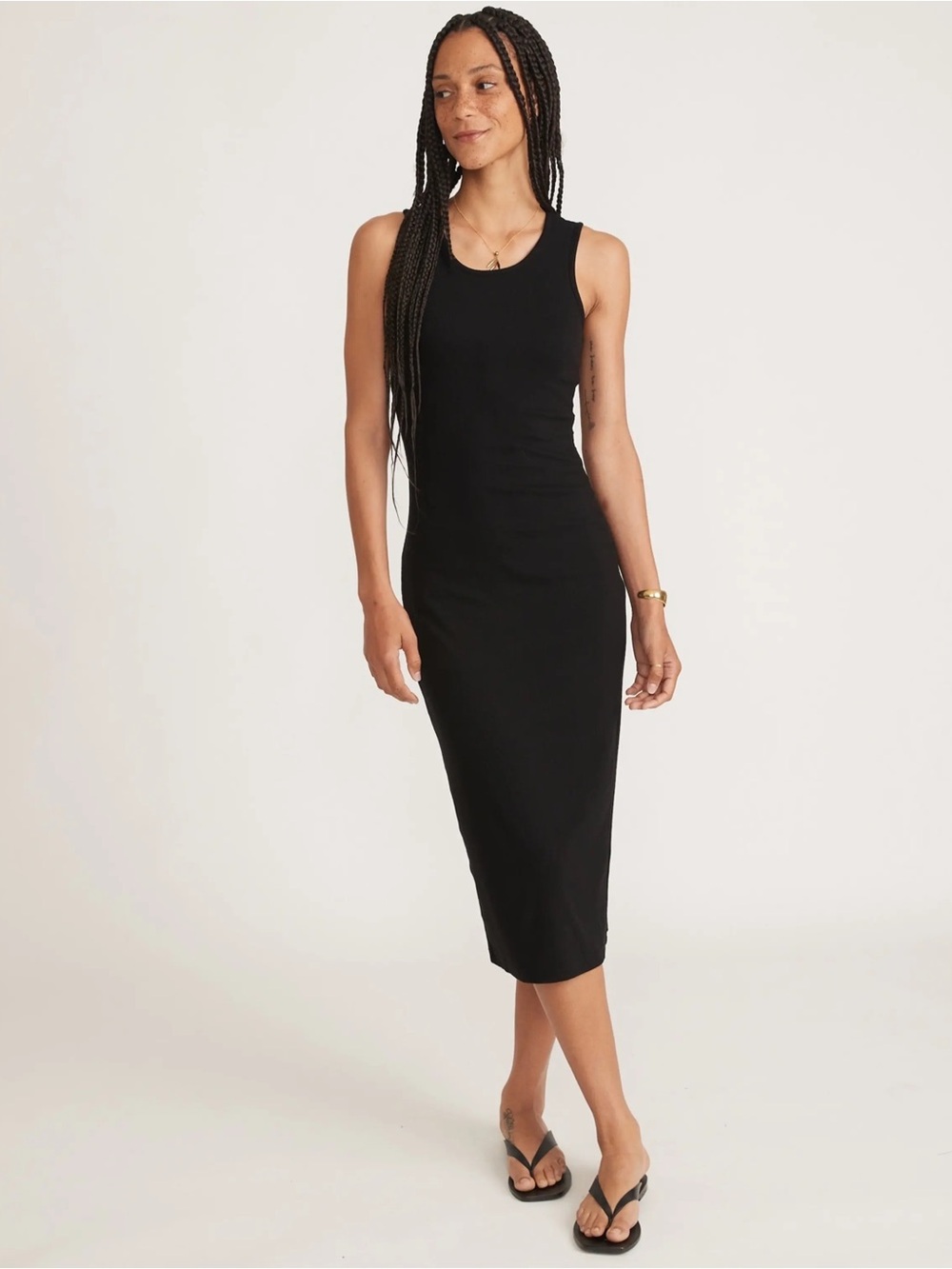 Marine Layer Lexi Rib Daytime Black Midi Dress Size Large